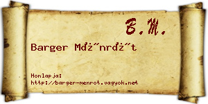Barger Ménrót névjegykártya